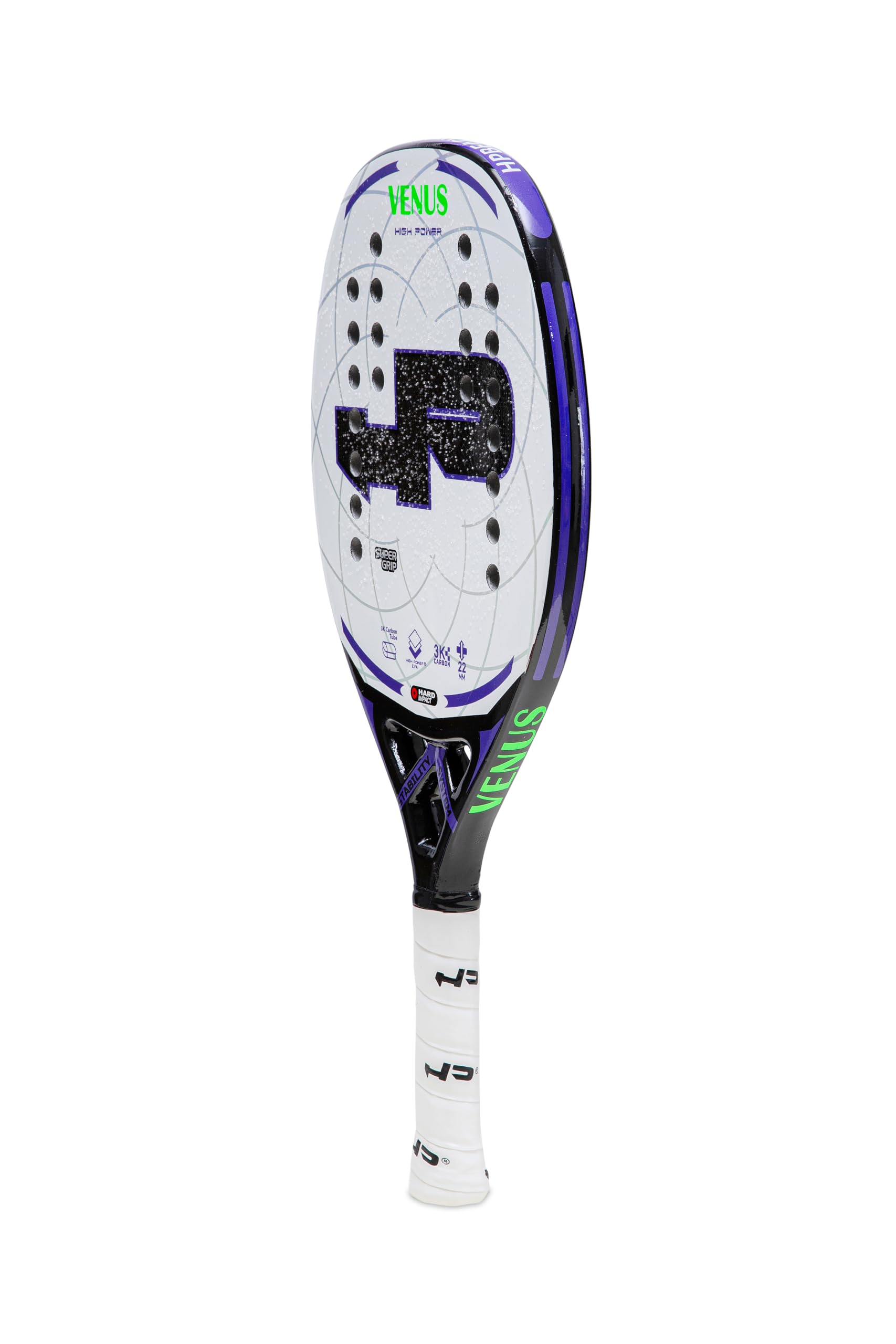 HP VENUS, Racchetta Beach Tennis Carbonio 3K- Superficie Trattamento Super Grip - Eva High Power – Leggera e Bilanciata – Profilo 22 mm - Custodia inclusa - Stability system