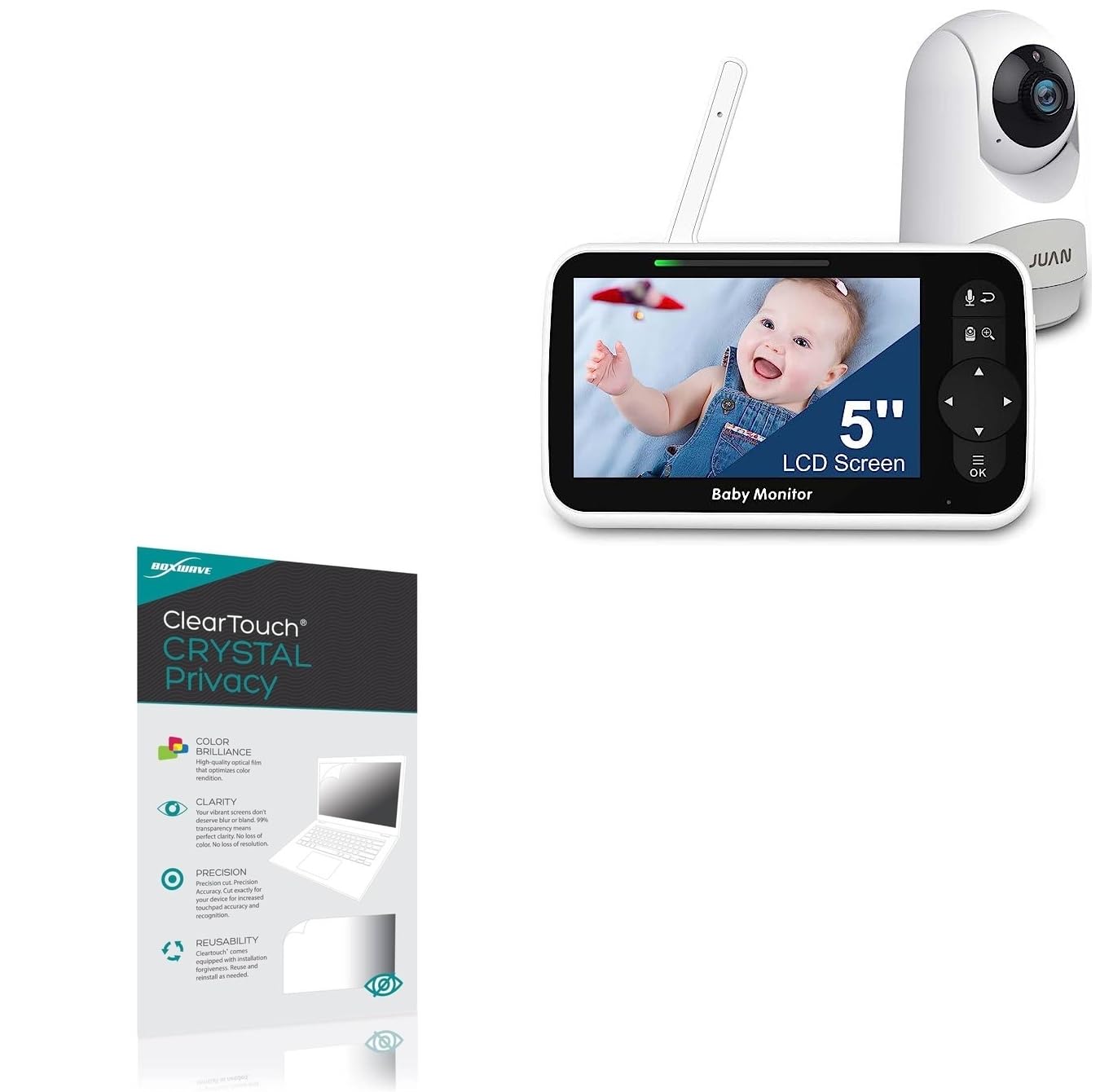 BoxWave Screen Protector Compatible with Juan JA2216 Baby Monitor (5 in) - ClearTouch Crystal Privacy (2-Pack), Privacy Screen Protector Flexible Film Clear