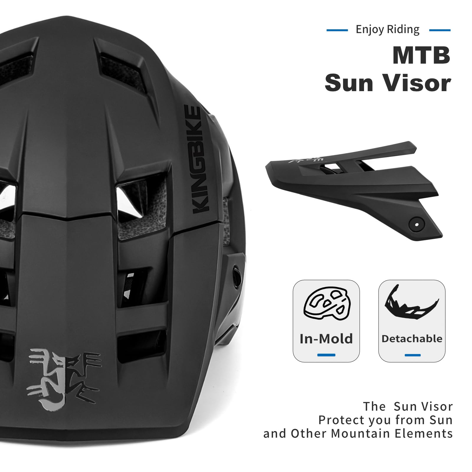 Fahrradhelm Mountainbike Helm Visier Abnehmbar MTB Helme für Herren Damen Erwachsene Jugend