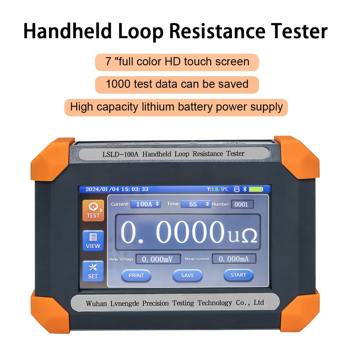 Generic Handheld Circuit Resistance Meter Loop Resistance Tester Contact Resistance Testing Device