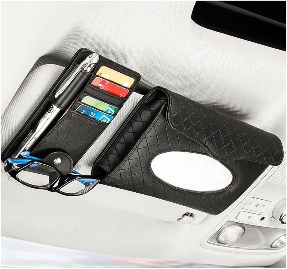 Image of RECLUSE Car Visor Tissue Holder Premium PU Leather Napkin Holder, Hanging Paper Towel Clip, Interior Storage Decoration for Universal Car Sun Visor Back Seat, Hanging Facial for Sun Visor & Backrest