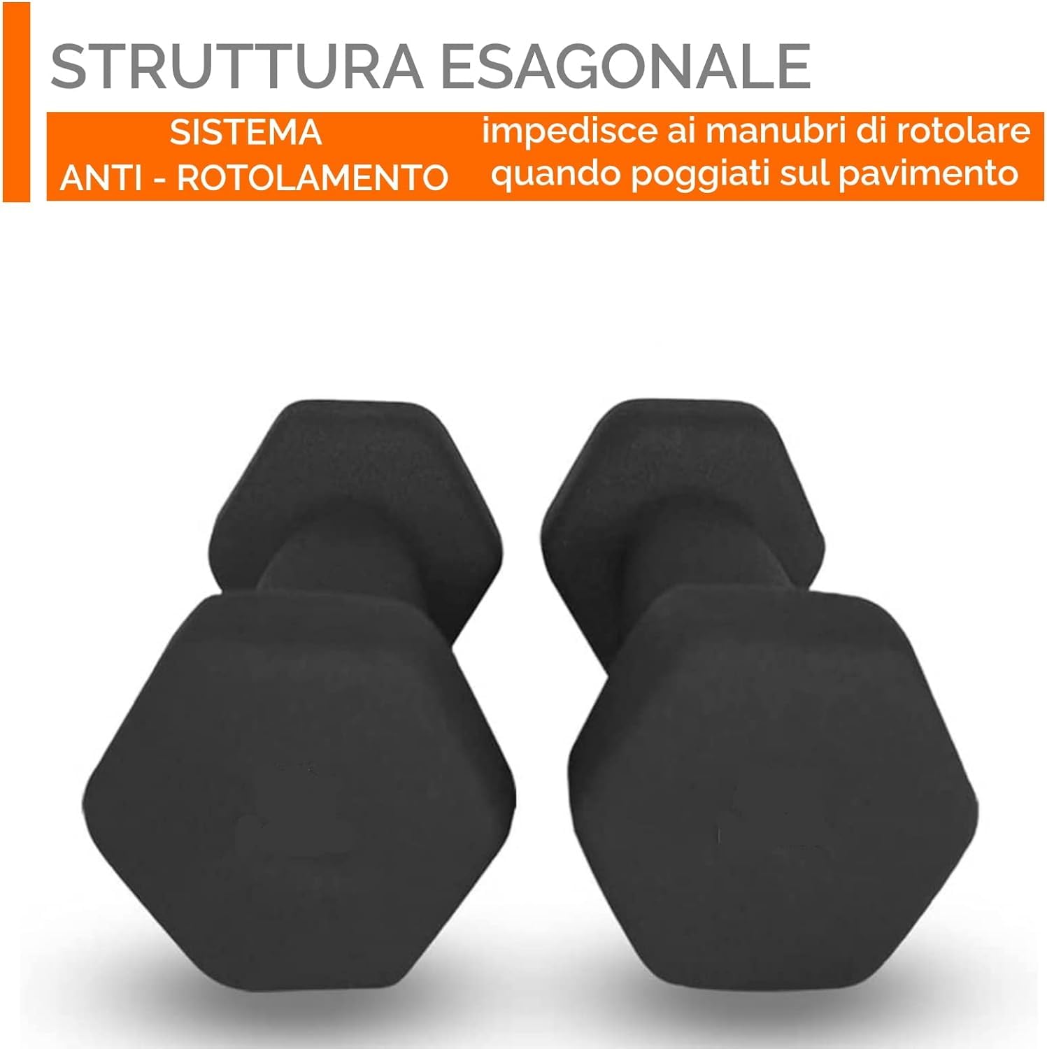 Set di Manubri Esagonali 2 x 1 kg, 2 x 2 kg, 2 x 3 kg in Neoprene Pesi per Esercizi Allenamento Palestra a Casa