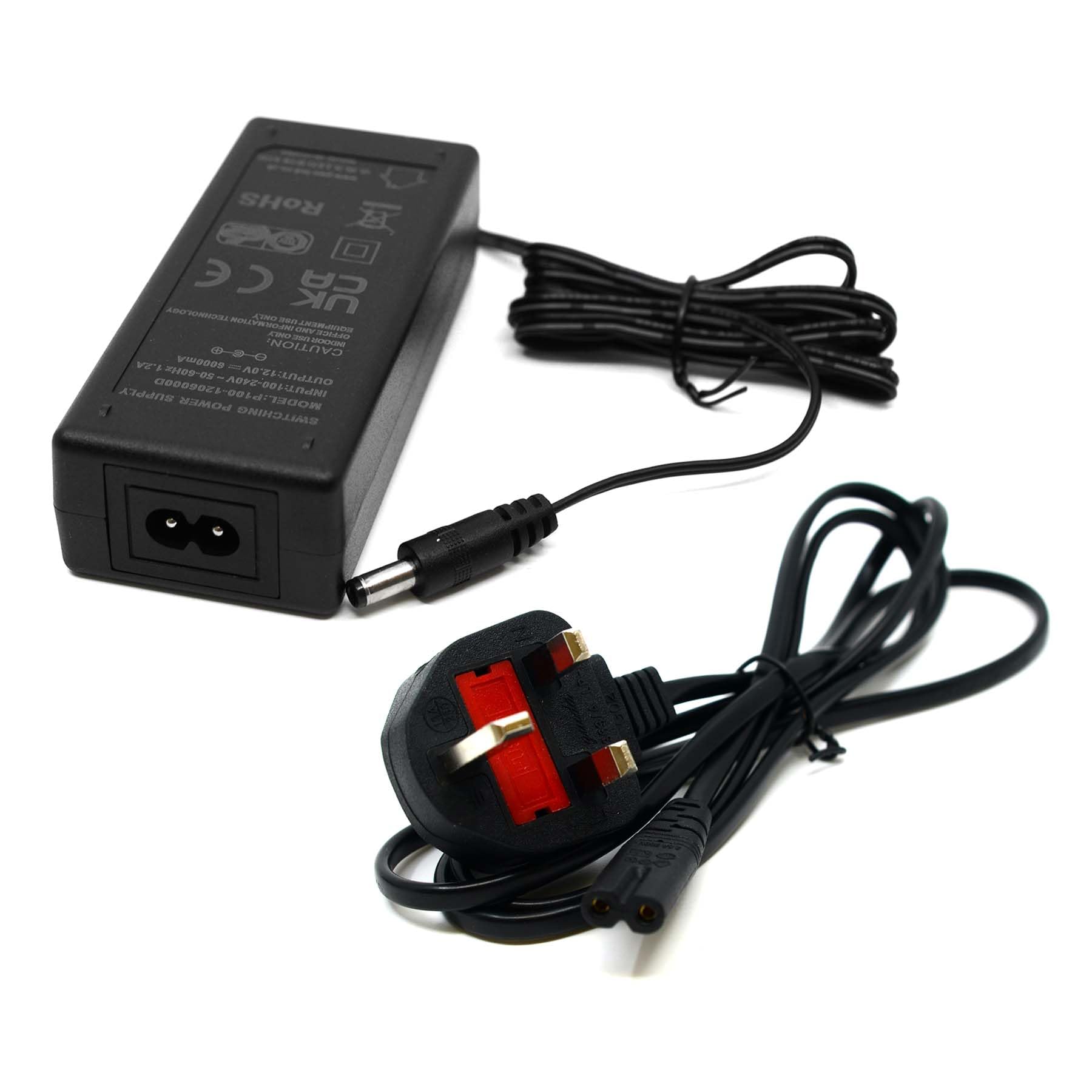 G.W.S® AC 100-240V AC to DC 12V 6A 72W LED Power Supply Adapter 2.5mm x 5.5mm Jack UK Plug for DIY LED Strips, CCTV Camera