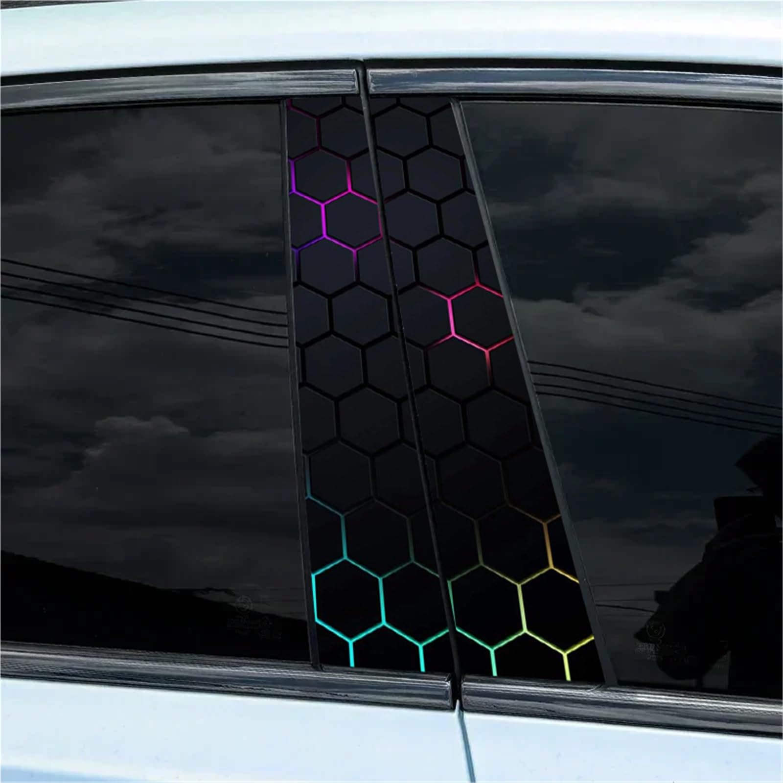 3D Honeycomb Car Decal Car B-Pillar Waterproof Decal Car DIY Car Door Post Decal Covered with Scratch Decal(A-328 style16)