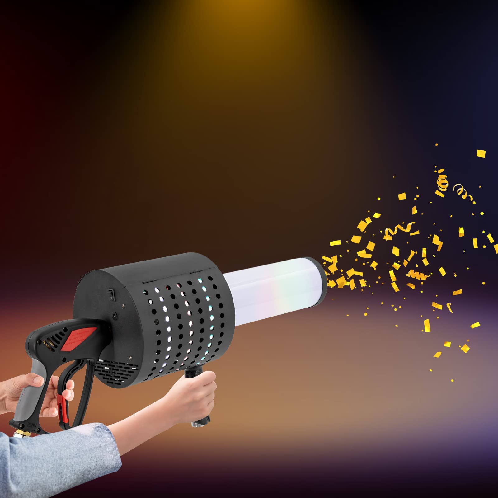 CO2-Handnebelmaschine Konfetti Maschine Nebelmaschine LED Hand Jet Gun Shooter Kanone, für Party Hochzeit Bühne Konzerte Theater