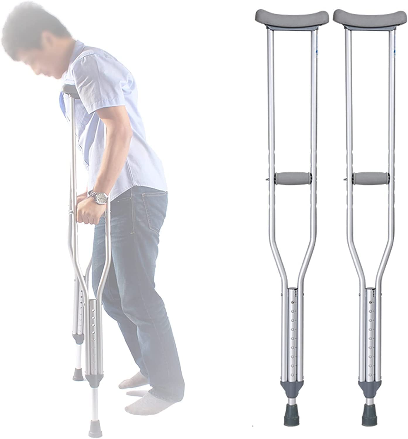 PAASHE Muletas, Bastones de Aluminio para Axilas, Bastones médicos para Ancianos, bastón para Caminar para Personas Mayores con discapacidad, Unisex