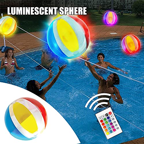 woyada Pool Toys Glow 40,6 cm Strandball mit 16 wechselnden Farben LED-Licht mit Fernbedienung, Poolspiele Strandparty… – Bild 4