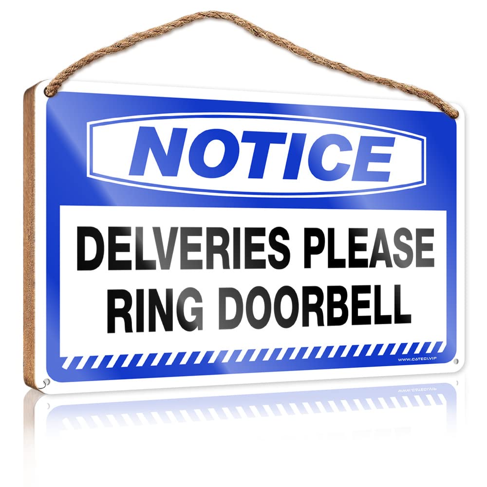 DTHA Wooden Home Sign Notice Delveries Please Ring Doorbell Wooden Sign Funny House Signs Bathroom Decor Wall Art(23X35CM)