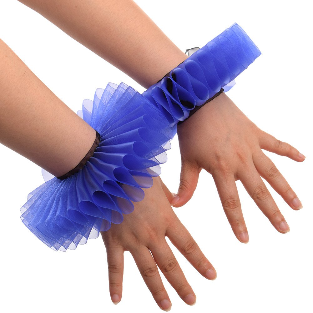 GRACEART Elizabethan Wrist Ruffs Ruffled Cuff Arm Bands For Fancy Dress (A)