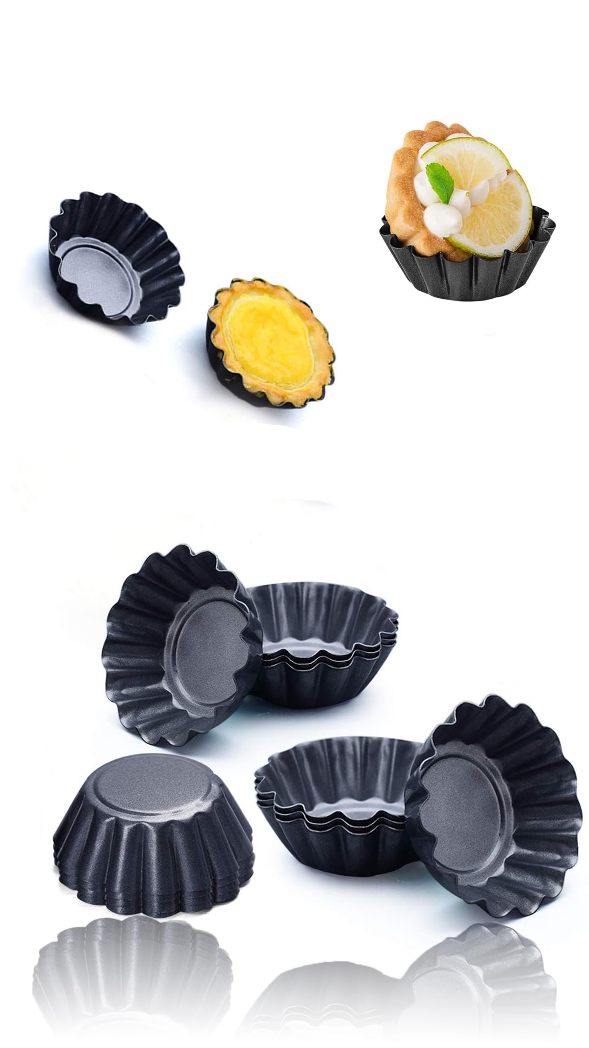 Sweet seven 12-Pack Egg Tart Mold Set - Bake Perfect Tarts & Muffins Easily - Carbon Steel Baking Tool for Cupcakes, Cakes - Size 2.6 x 0.9inch Cups - Get Creative in the Kitchen!