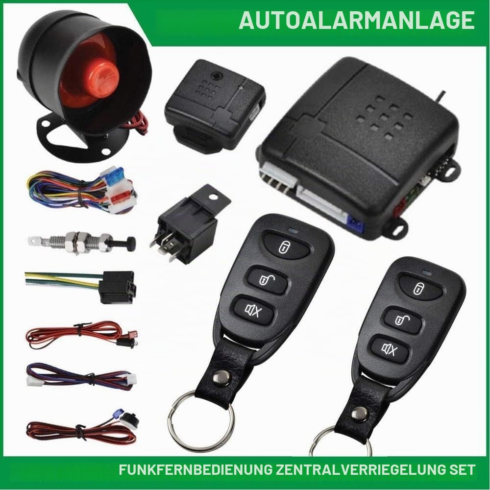 Zentralverriegelungs Kit, Fernbedienung zentrale der Auto Schloss Verschluss Keyless Entry System Kit, mit Power Central Lock Kit 2 Fernbedienung für schlüsselloses Auto + Alarmsirene