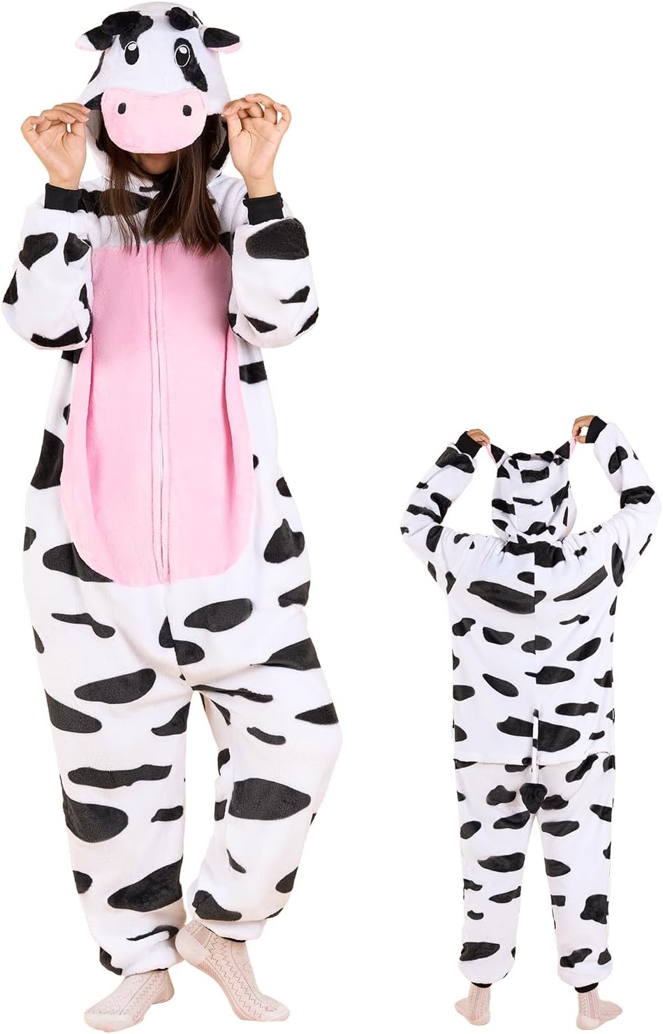 Unisex Adult Onesie Animal Pajamas, Flannel Cosplay Halloween Costume Animal Sleepwear Jumpsuit for Women Men - Image 2