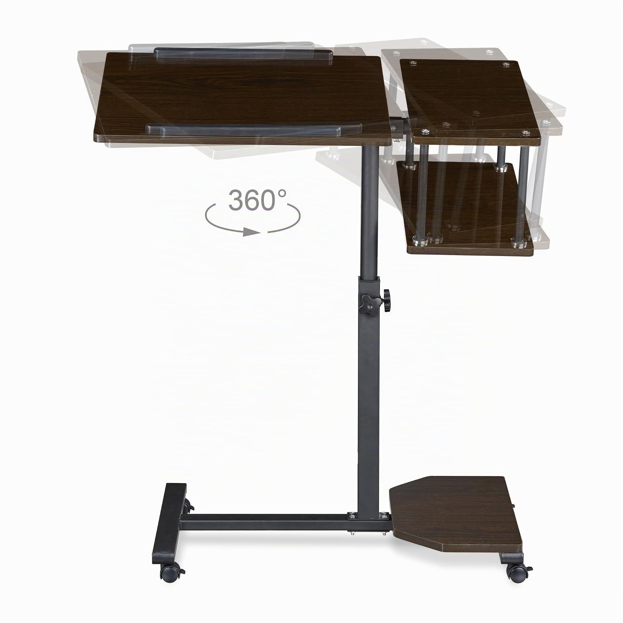 Relaxdays Laptoptisch höhenverstellbar XL HBT: 100 x 77 x 40 cm Großer Notebook Tisch als Sofatisch und Beistelltisch mit 4 bremsbaren Rollen für Tablet mit Mouse Ablage und Antirutsch-Leiste, schwarz