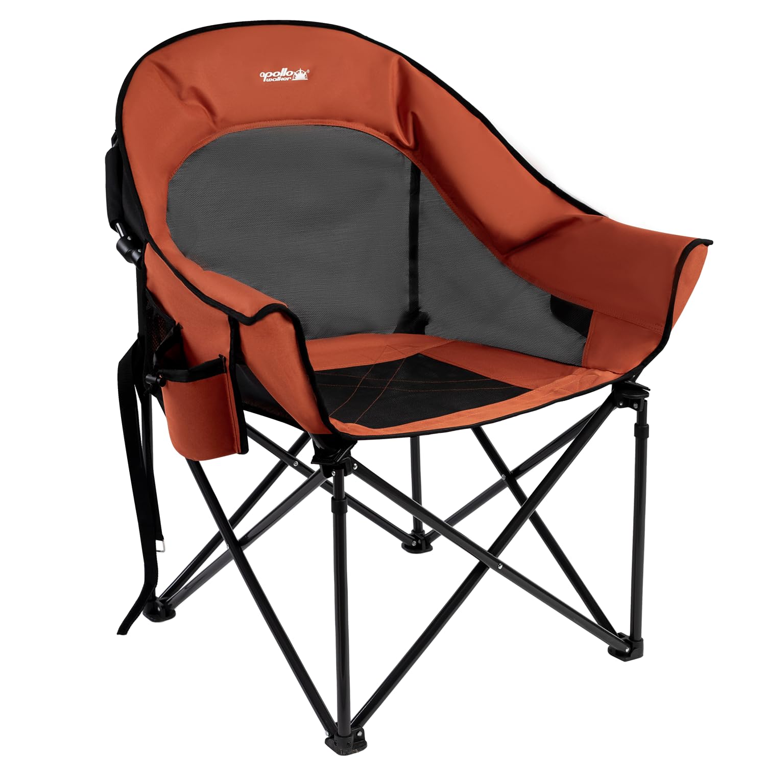 apollo walker Oversized Camping Chair - Heavy Duty XL Padded Camping Chairs with Breathable Mesh, Portable Folding Outdoor Chairs for Adults, Beach Chair with Cup Holder & Side Pocket, Supports 500lbs