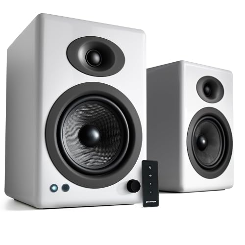 Audioengine A5+ Wired Bookshelf Speakers – Powered Speakers for Turntables,