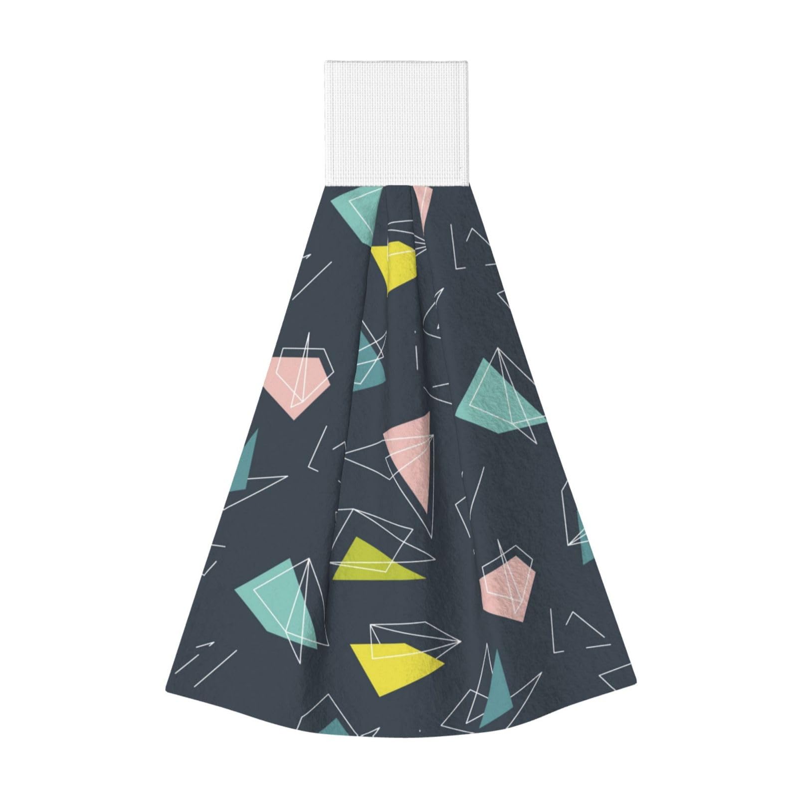 Noble Ren Colorful Geometry Hand Towel Hanging Kitchen Towel Velcro Dry Towel Highly Absorbent Suitable For Bathroom/Living Room/Toilet