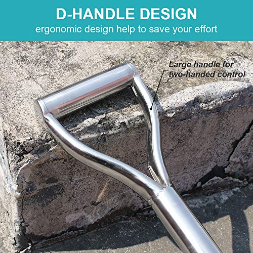 31.5 Inch Flat Head Garden Shovel, D Handle Square Flat Spade Shovel for Gardening, All Stainless Steel Made