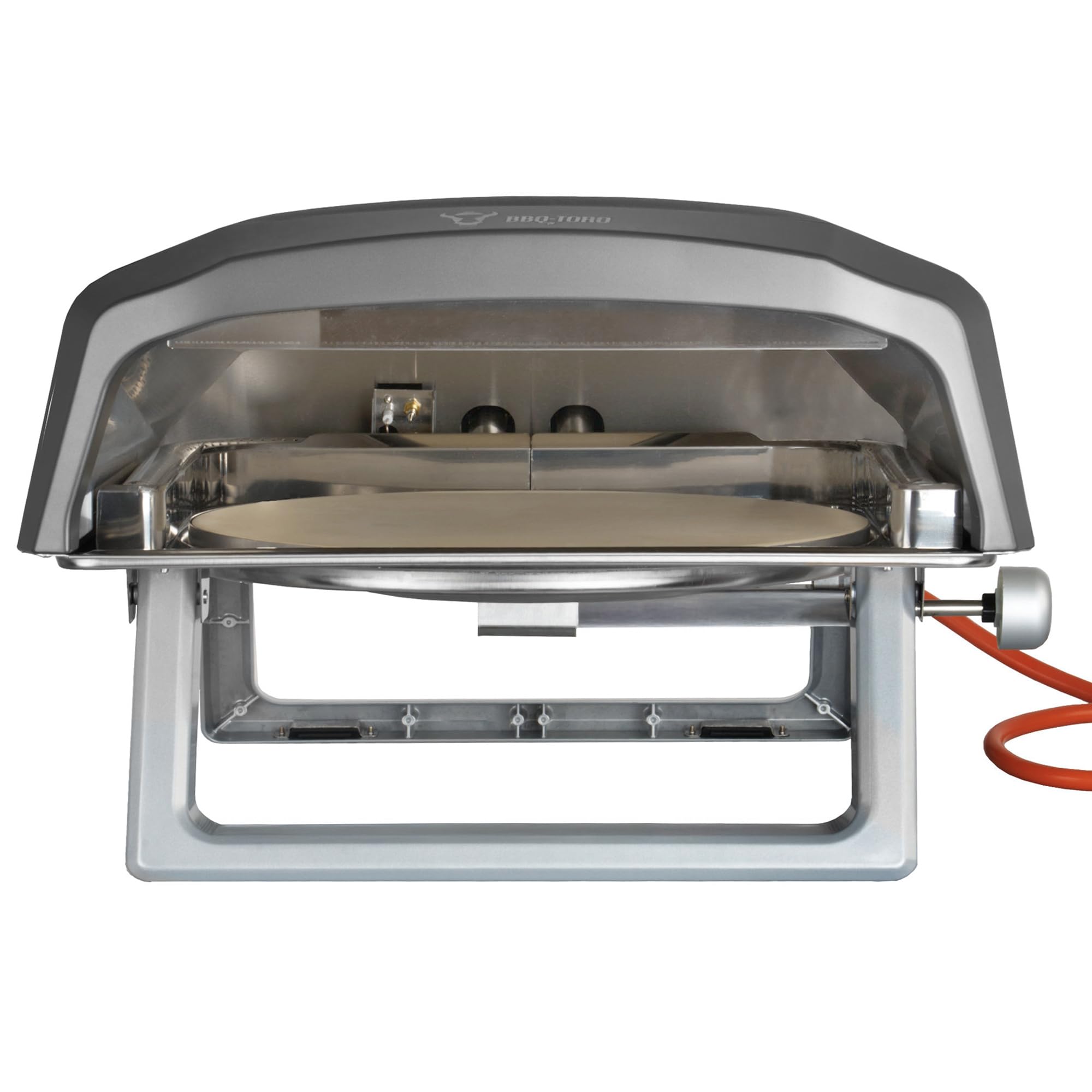 BBQ-Toro Gas Pizzaofen mit Drehfunktion | Mobiler Pizza Ofen mit Pizzastein | 8,5 kW | Gasofen, Gasgrill Camping | Ofen 360° Drehbar (Pizzaofen mit rundem Pizzastein)