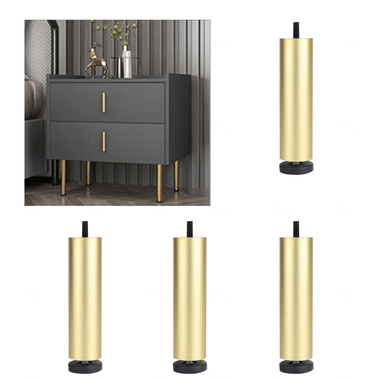 Patas de muebles de diseño en aluminio: resistencia metálica superior en un set de 4 piezas