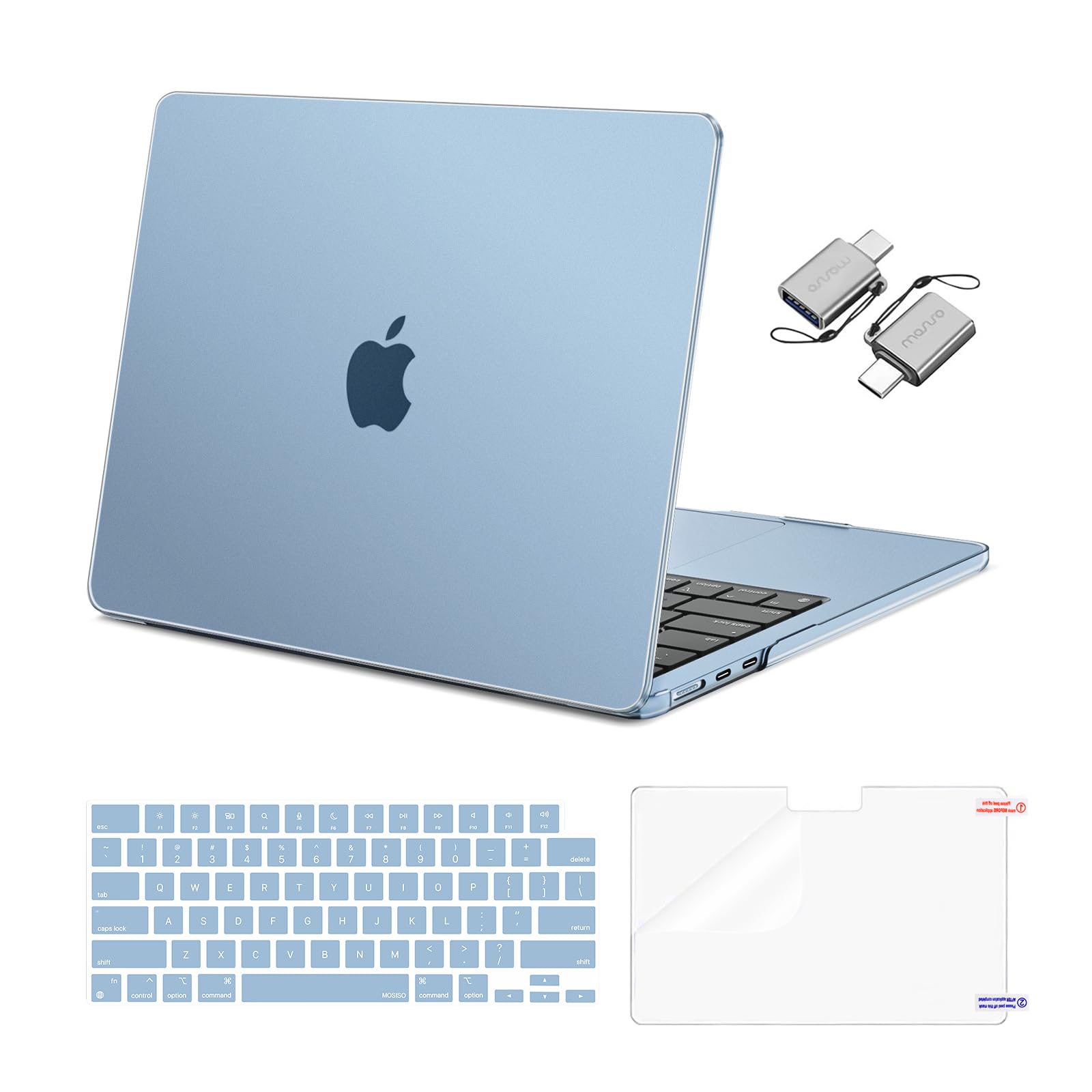 MOSISO Compatible with MacBook Air 13 inch Case M5 2026 M4 2025 M3 M2 2024-2022 A3449 A3240 A3113 A2681, Hard Shell&Keyboard Cover&Screen Film&Type C