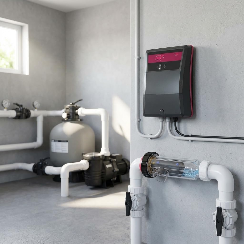 Suinga Clorador salino | 21 gr Cl/h | hasta 80 m3 | Piscinas | Desinfección automática eficiente y Segura
