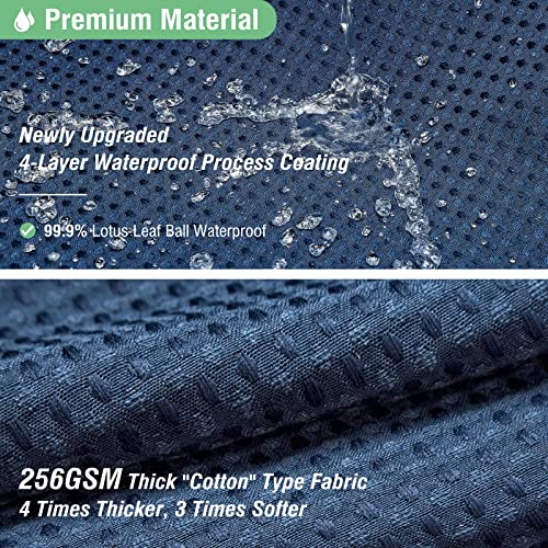 Dynamene Stall Fabric Shower Curtain - 60 x 84 inch Long Waffle Weave Weighted Thick Cloth Shower Curtain for Bathroom, Neutral Heavy Duty Hotel Spa Luxury Bath Curtain Set with 10 Hook, Navy Blue by Dynamene - Image 4