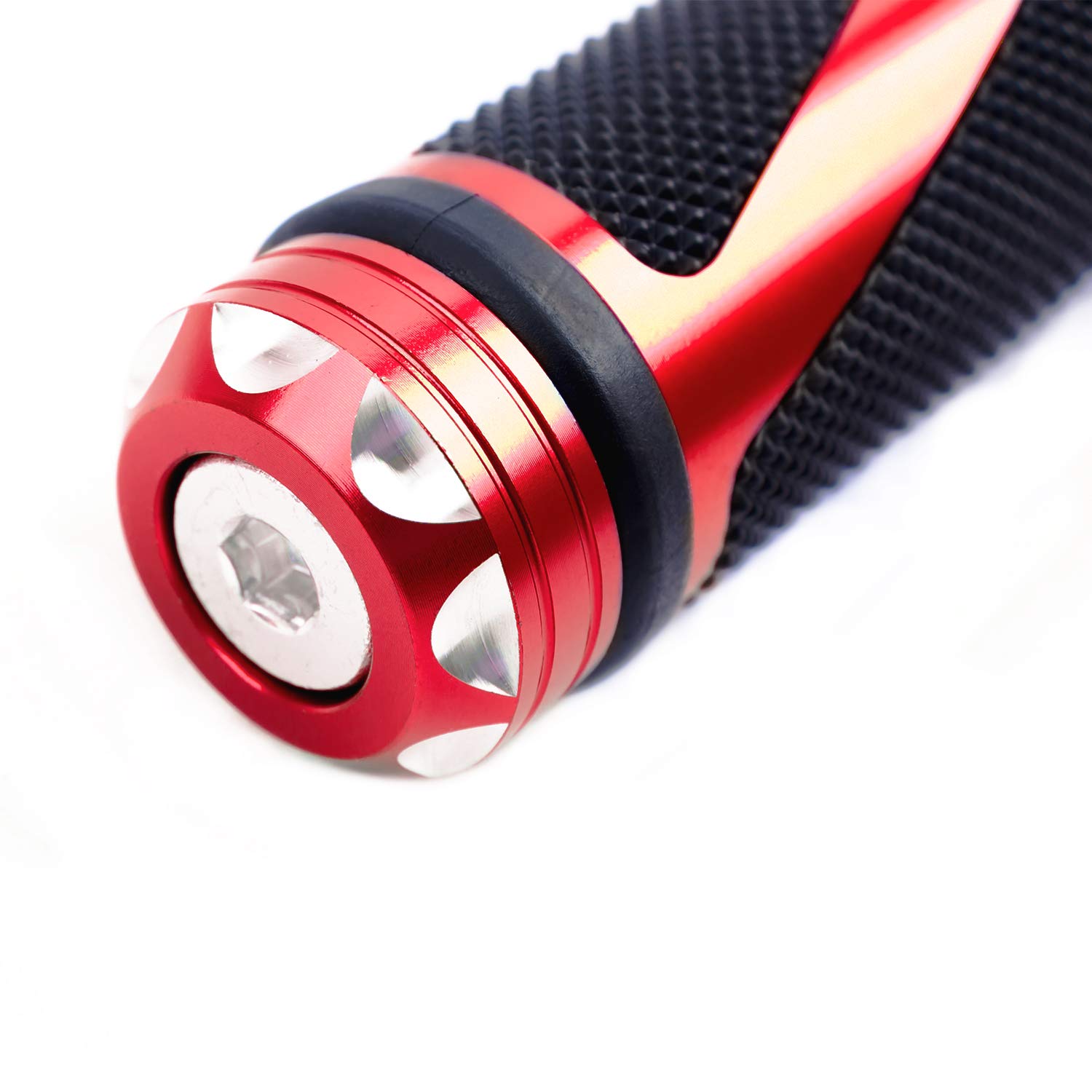2pz Manopole Manubrio Moto Impugnatura 22MM 7/8" Gomma Antiscivolo Universale per Moto Scooter Quad Cruiser Off Road (Rosso)