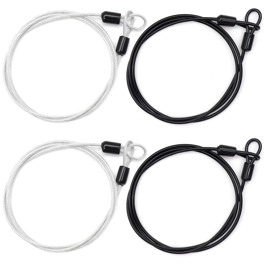 4 piezas Cable de seguridad de acero 1m,Cable Antivol,Cables de bloqueo con revestimiento de PVC,Trenzado con hebilla Cable para equipaje al aire libre Viajes Familia (Negro,Plata)