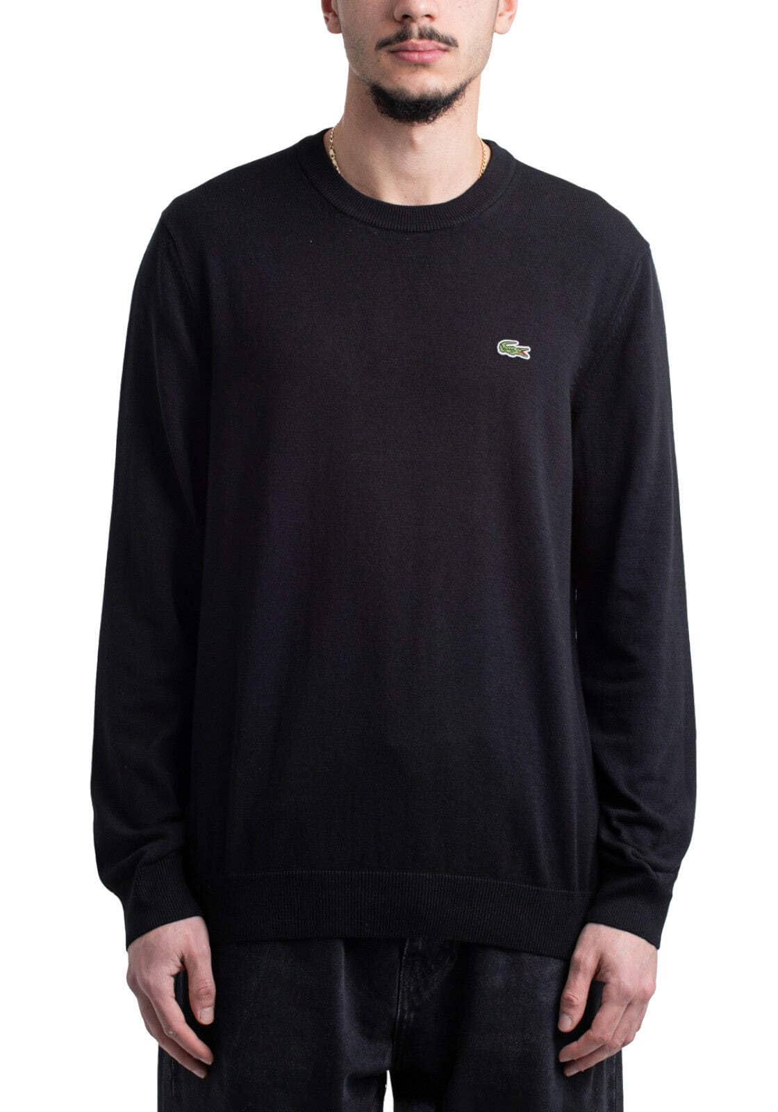 Lacoste Herren Pullover Rundhals AH0128, Männer Basic Strickpulli,Regular Fit,Schwarz,4 (M)