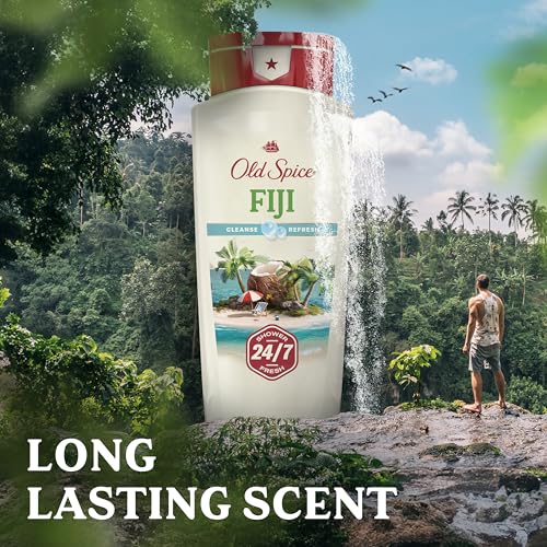 Image of Old Spice Cleansing Body Wash for Men, 24 /7 Shower Fresh with Lasting Scent, Cleanse & Refresh, Gentle on Skin, Vitamin B3, Fiji with Palm Tree + Coconut Scent, 18 oz (Pack of 4)