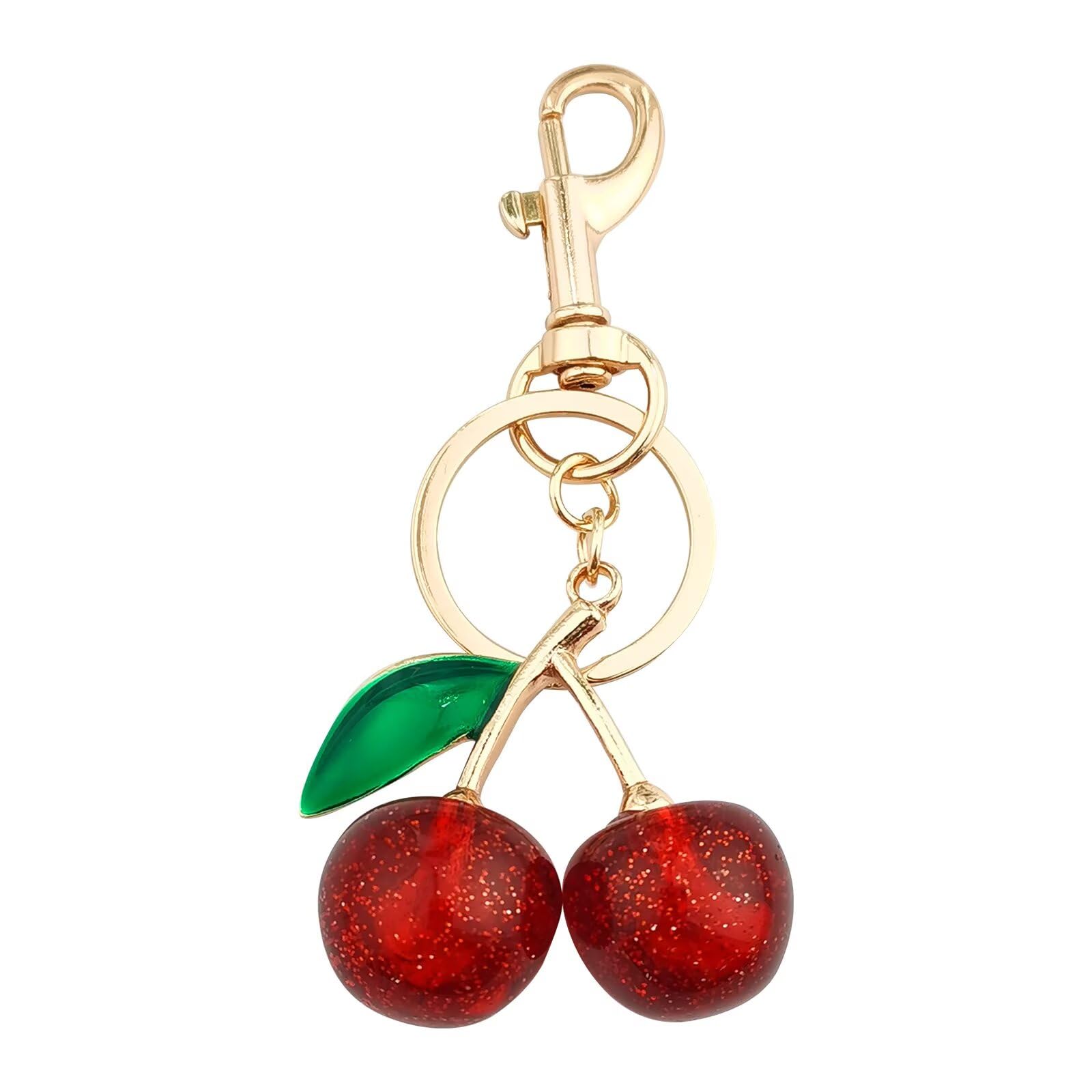 ISSANG Cherry Keychain, Cherry Bag Charm Women Cute Cherries Keychain Sparkling Purse Charms Pendant for Handbag Wallet Car Phone