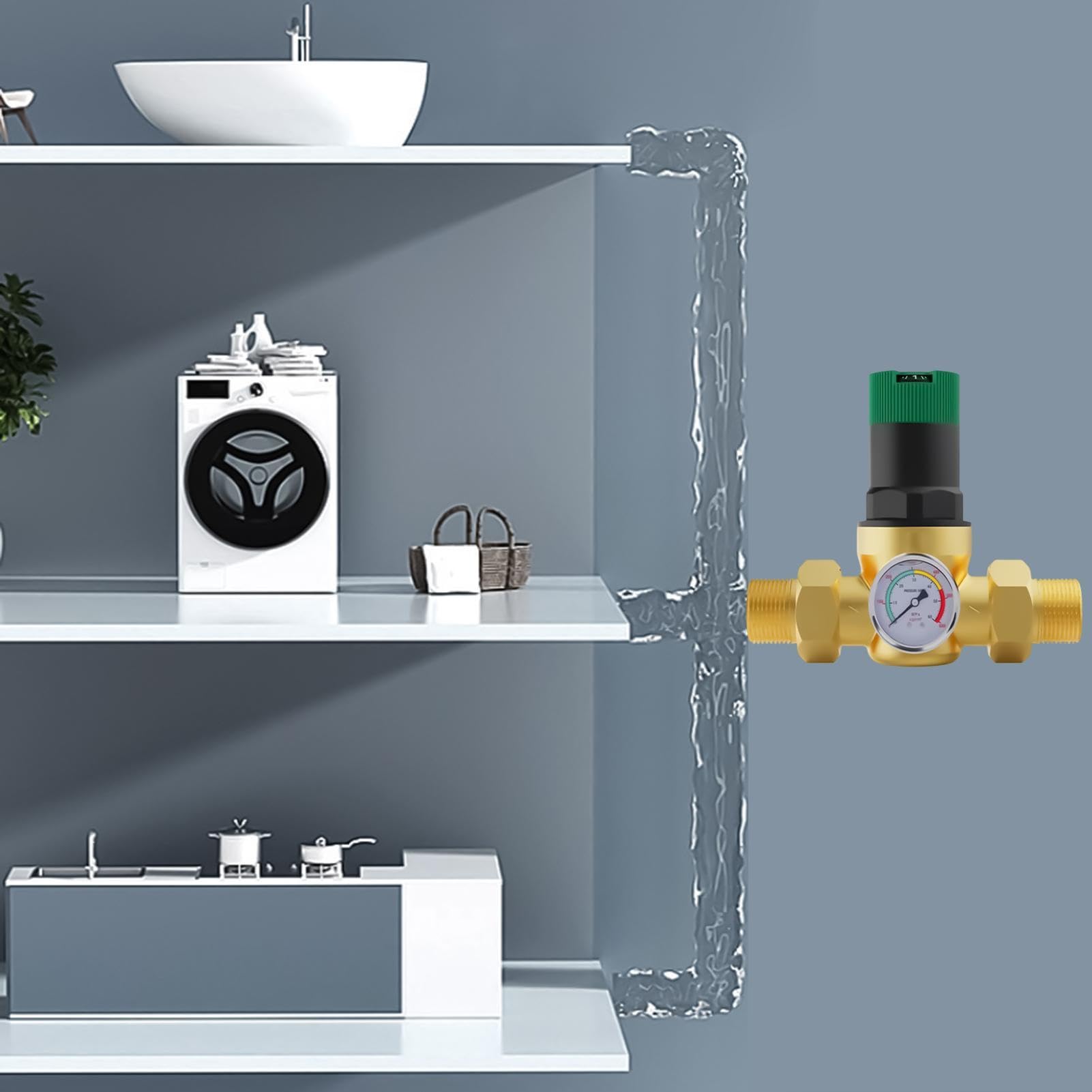 Riduttore di pressione 'acqua Riduttore di alta pressione regolabile con | Regolatore Acqua Camper Con Manometro Per Campeggio Esterno Giardino Casa Camper Roulotte Viaggio