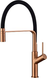 Grifo de Cocina Galyon IMEX Sena Moderno con Caño Flexible y Extensible, Grifería Monomando, Metal Resistente, 360°. (Oro Rosa Cepillado)