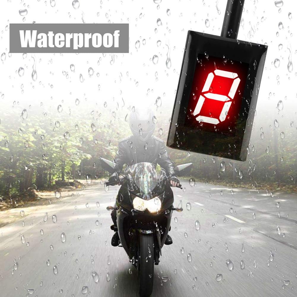 Motorrad-Gangschaltuhr Digitale Schalthebelsensoren Motorrad-Ganganzeige Tachometer(Red)