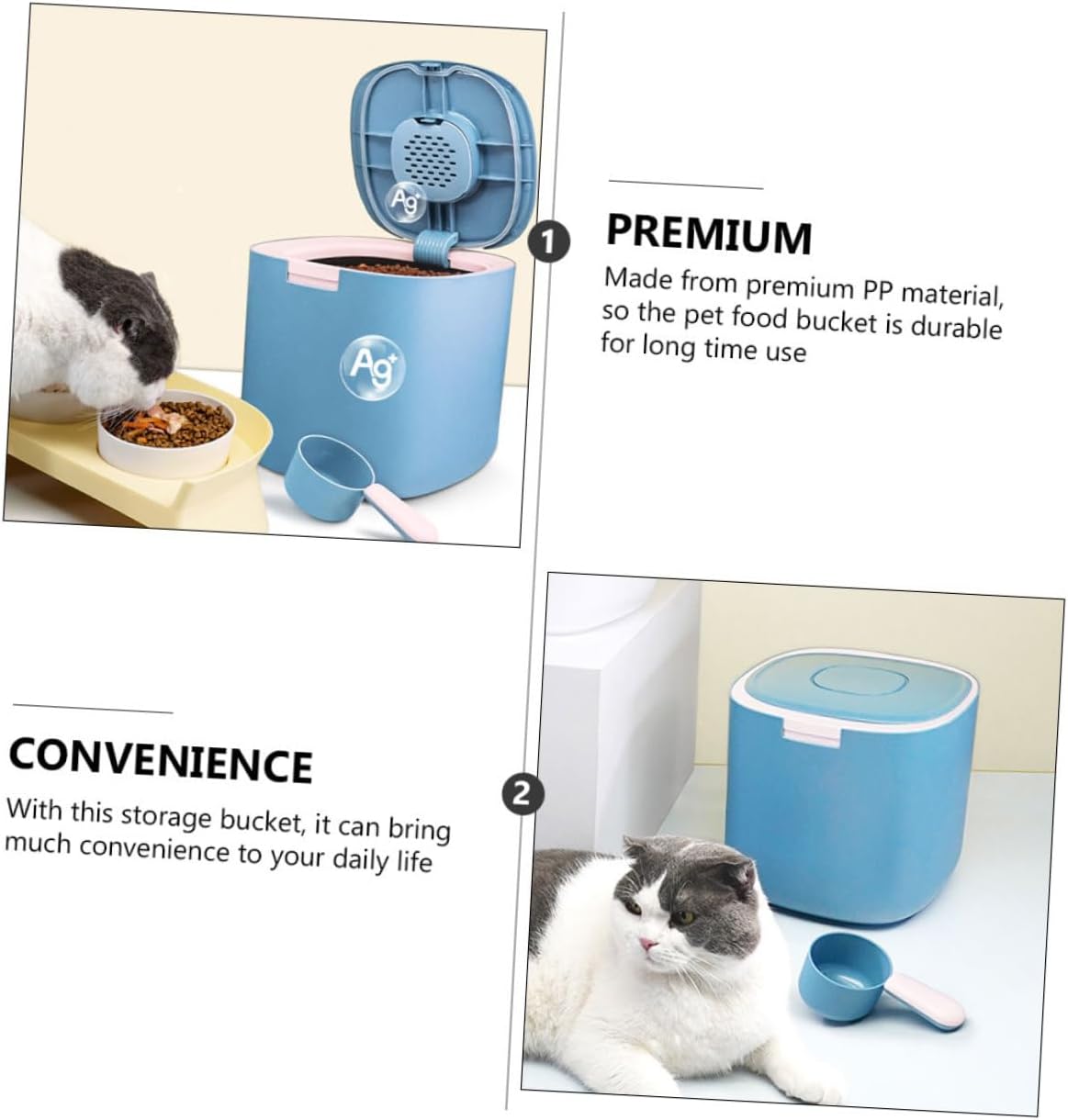 11l Airtight Pet Food Storage Container Moisture-proof Sealed Dog and Cat Food Bucket with Frosted Butterfly Lid for Kitchen Countertop Use