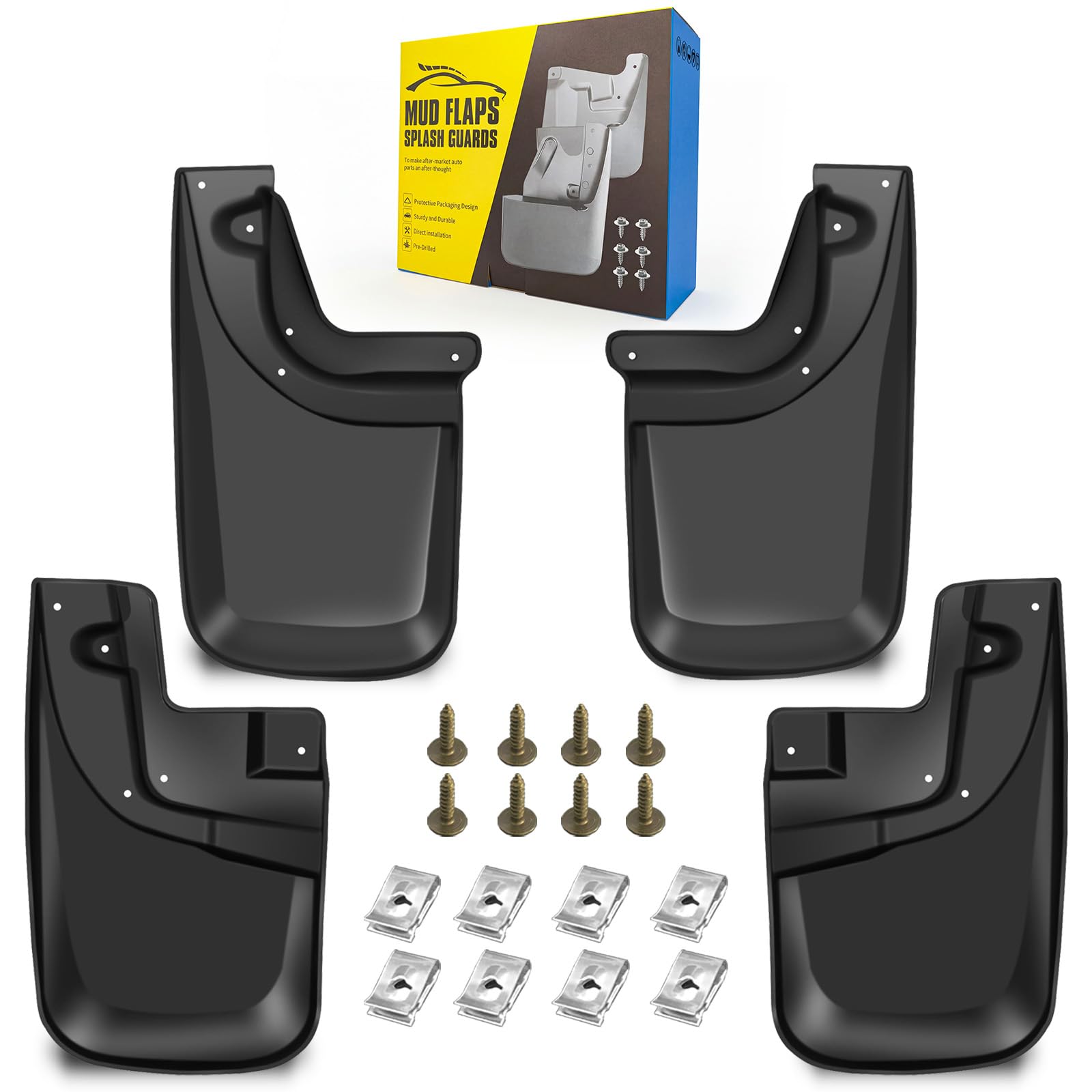 Mud Flaps Compatible with Toyota Tacoma 2005-2015 for Vehicle with OEM Fender Flares Only, Dedicated Mudguard for Four Seasons Universal Protection, Front and Rear