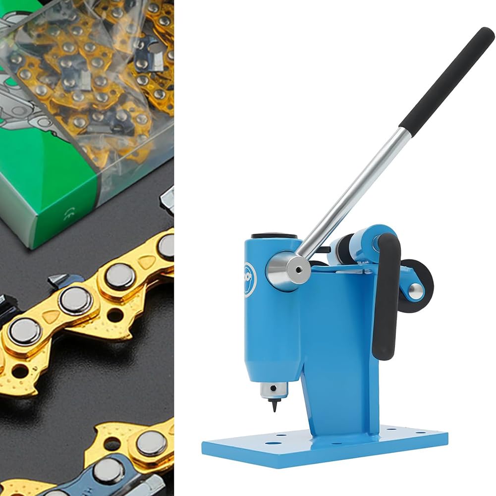 Motosierra Cadena Rompedor De Banco Girador, 2 En 1 Roto Motosierra Máquina De Cadenas Remachadora Combo para Motosierra Mantenimiento Y Reparación Blue,One Size