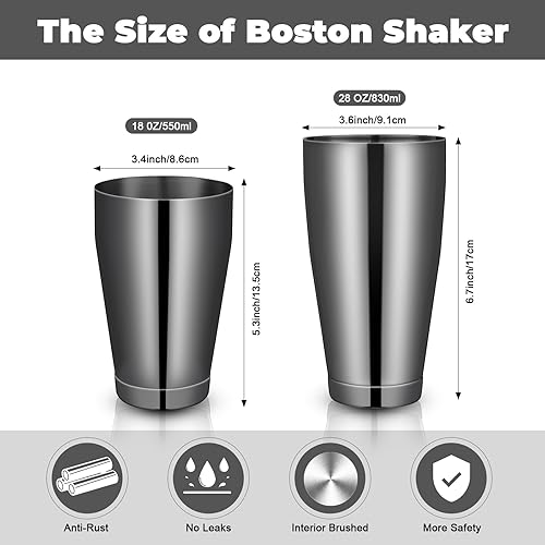 Miniatura 2 de Juego de 16 cocteleras profesionales Boston Shaker de acero inoxidable, mezclador de bebidas, herramientas básicas, juego de coctelera para