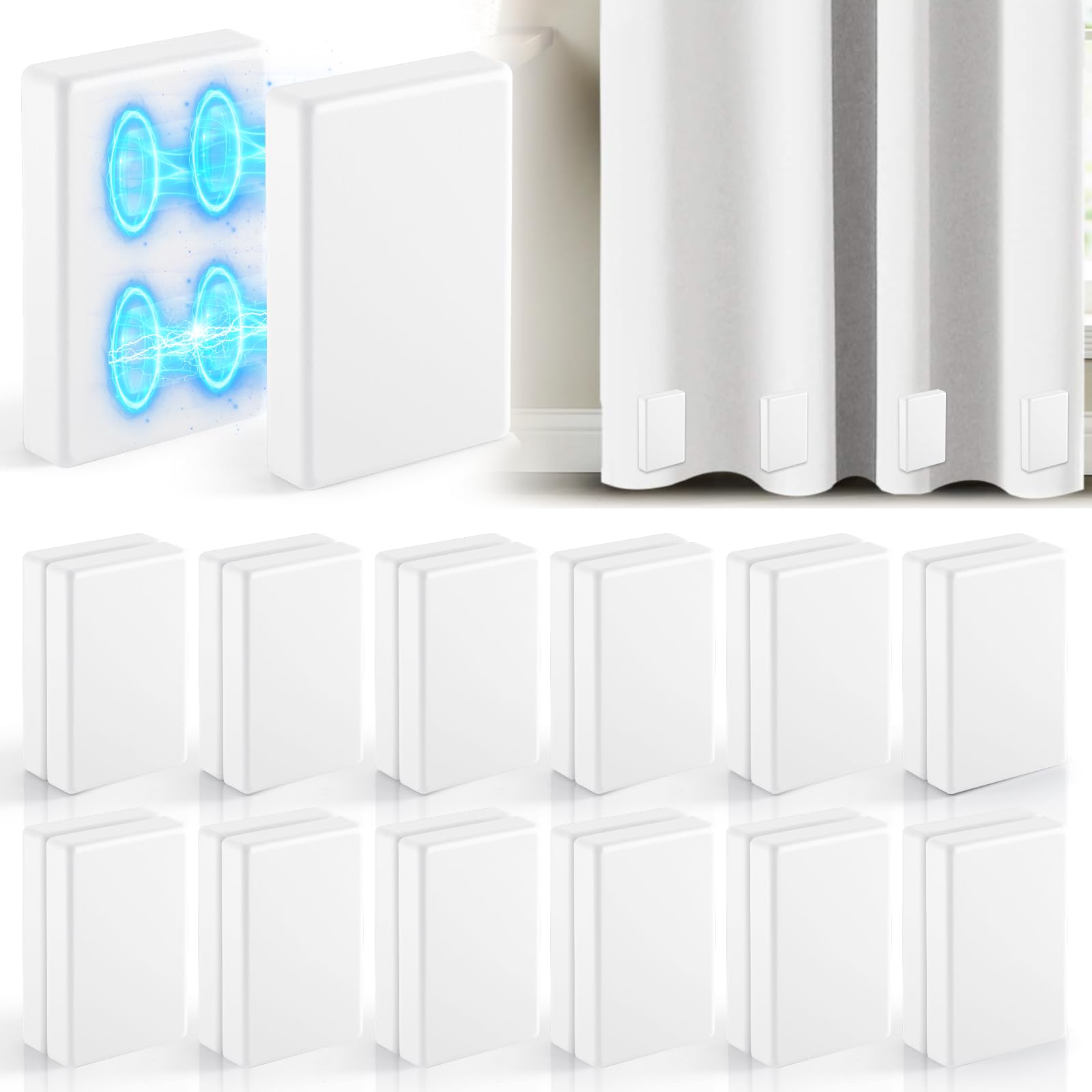 FALHBBA 24 Pcs Outdoor Curtain Weights, 12 Pairs Double Upgrade to Heavier Magnetic Drapery Weights Silicone Wrapped Waterproof Curtain Magnets for Outside Curtain,Patio,Gazebo,Tablecloth White โ image 1