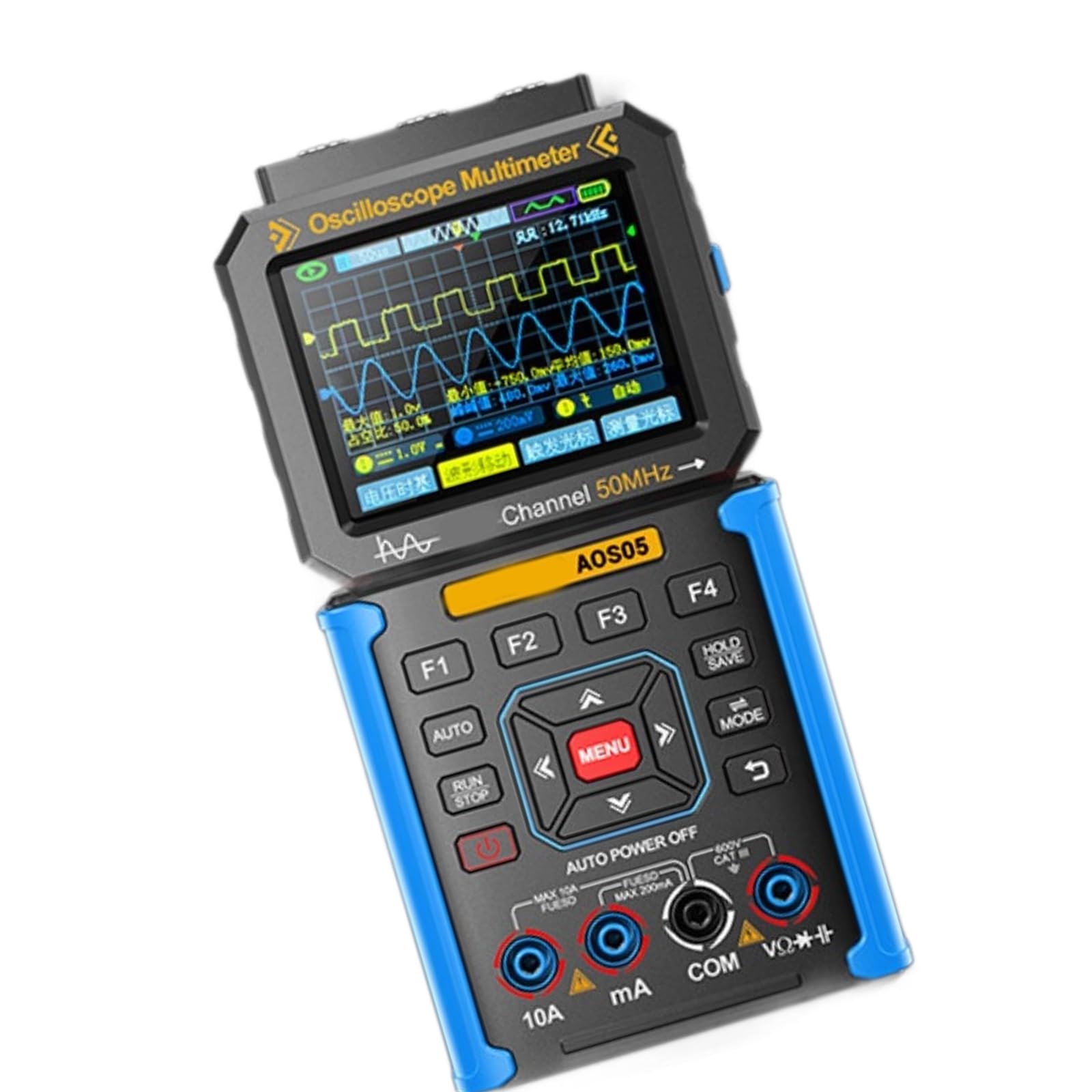 Ljhnba Blue 2 Channels Digital Handheld Oscilloscope Featuring Wide Frequency Ranges 200Msps Sampling Rate 3.2Inch Handheld Oscilloscope Multimeter