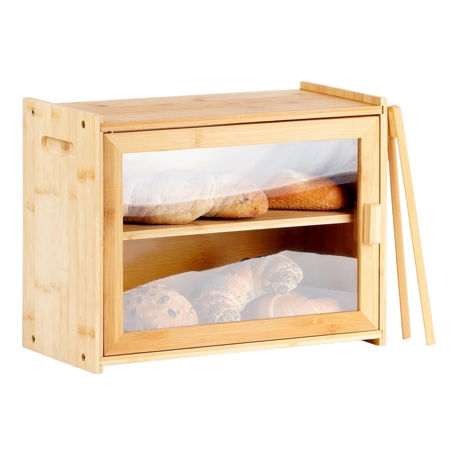 Chlebek Bambusowy Ze Szczypcami 40x20x31 Cm Przechowywanie Z łAtwym DostęPem