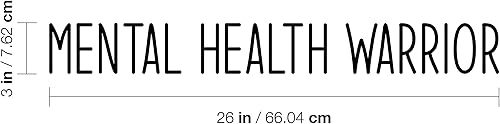Miniatura 3 de Calcomanía de vinilo para pared, guerrero de la salud mental, 3 x 26 pulgadas, calcomanía inspiradora de moda con cita de salud mental