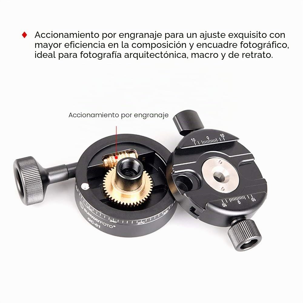 SUNWAYFOTO GC-01 - Cabezal de trípode panorámico profesional, accesorio para cámara DSLR