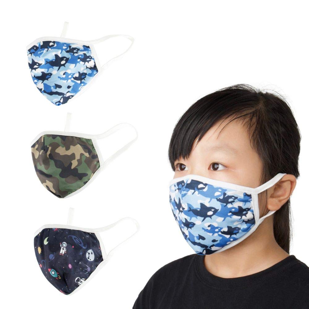 Caseeto Be Wise Kids' (8-12 Years) Washable Face Mask for Protection – Cotton with Earloops, Blue/White, One Size