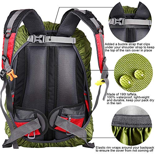 Emoly Waterproof Backpack Rain Cover for (40-50L), 2020 New Anti-Slip Cross Buckle Straps, Sliver Coating Reinforced Inner Layer for Camping, Hiking, Traveling, Hunting, Biking and More (Army Green)