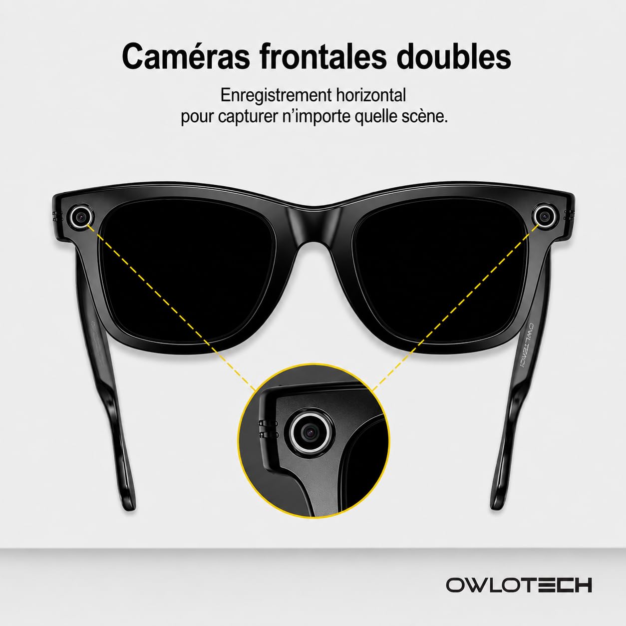 Lens AI Lunettes intelligentes avec appareil photo 32 Mpx, 32 Go, WiFi et Bluetooth, traduction en temps réel, contrôle vocal et tactile, IP65 (verre photochromique)