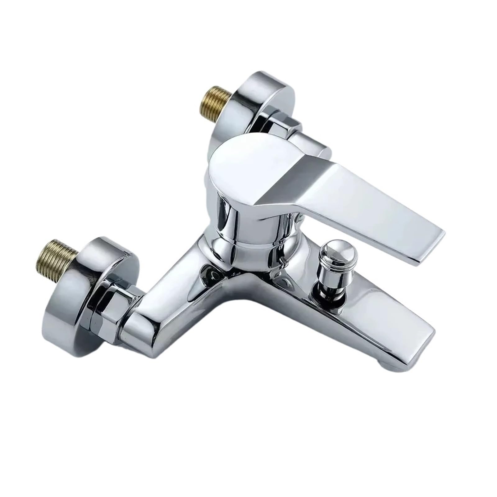 Robinet mitigeur mural eau chaude froide en zinc chromé à double bec pour lavabo