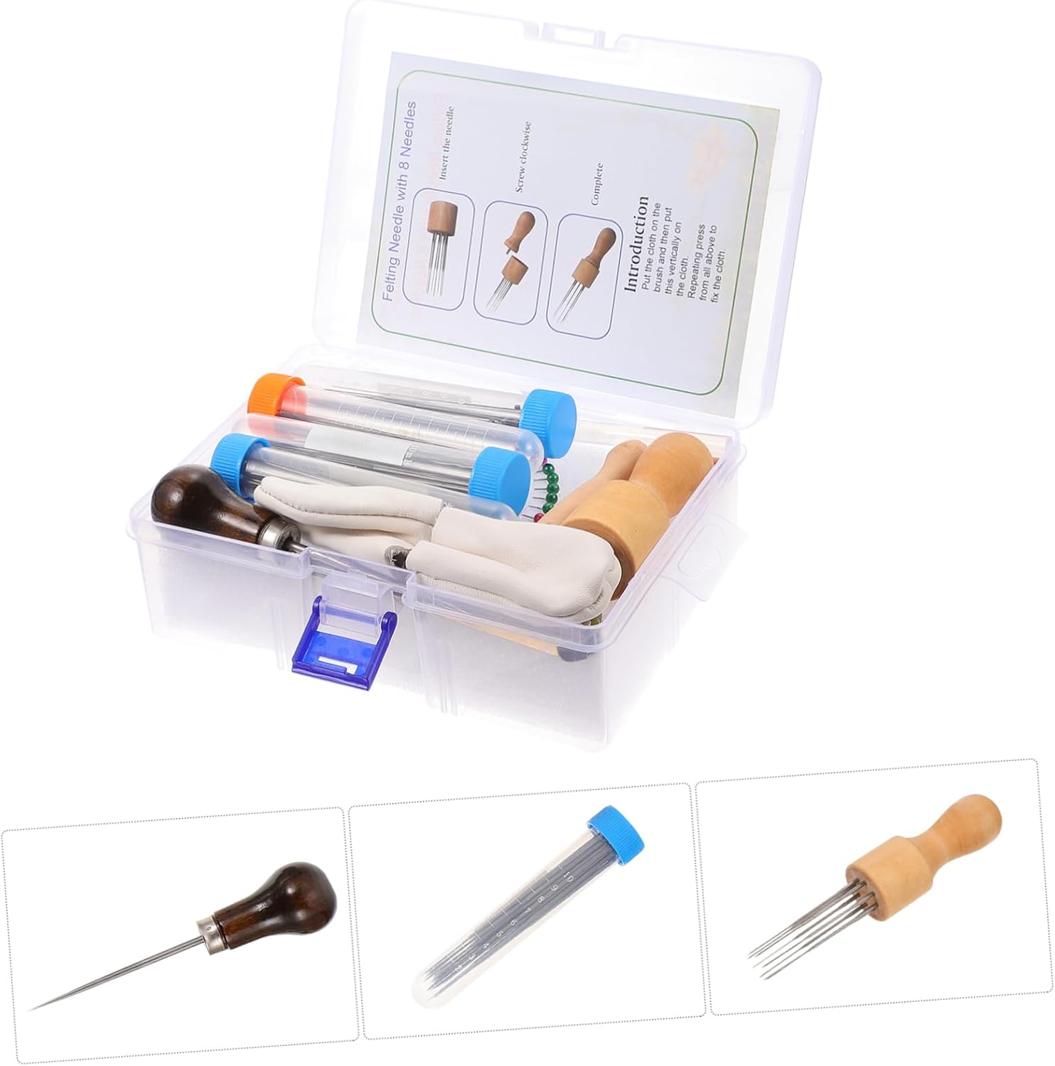 SEWOART Needle Felting Kit for Beginners, Wood Handle 8 Needles DIY Set