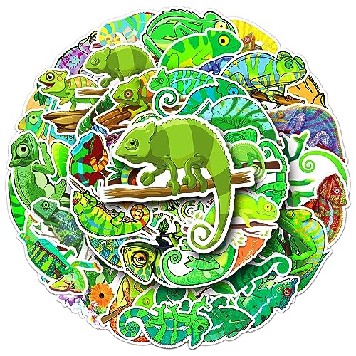 Pegatinas de camaleón para ordenador portátil (50 unidades), regalo para niños, adolescentes, adultos, niños, pegatinas de camaleón, pegatinas de vinilo impermeables para álbumes de recortes,
