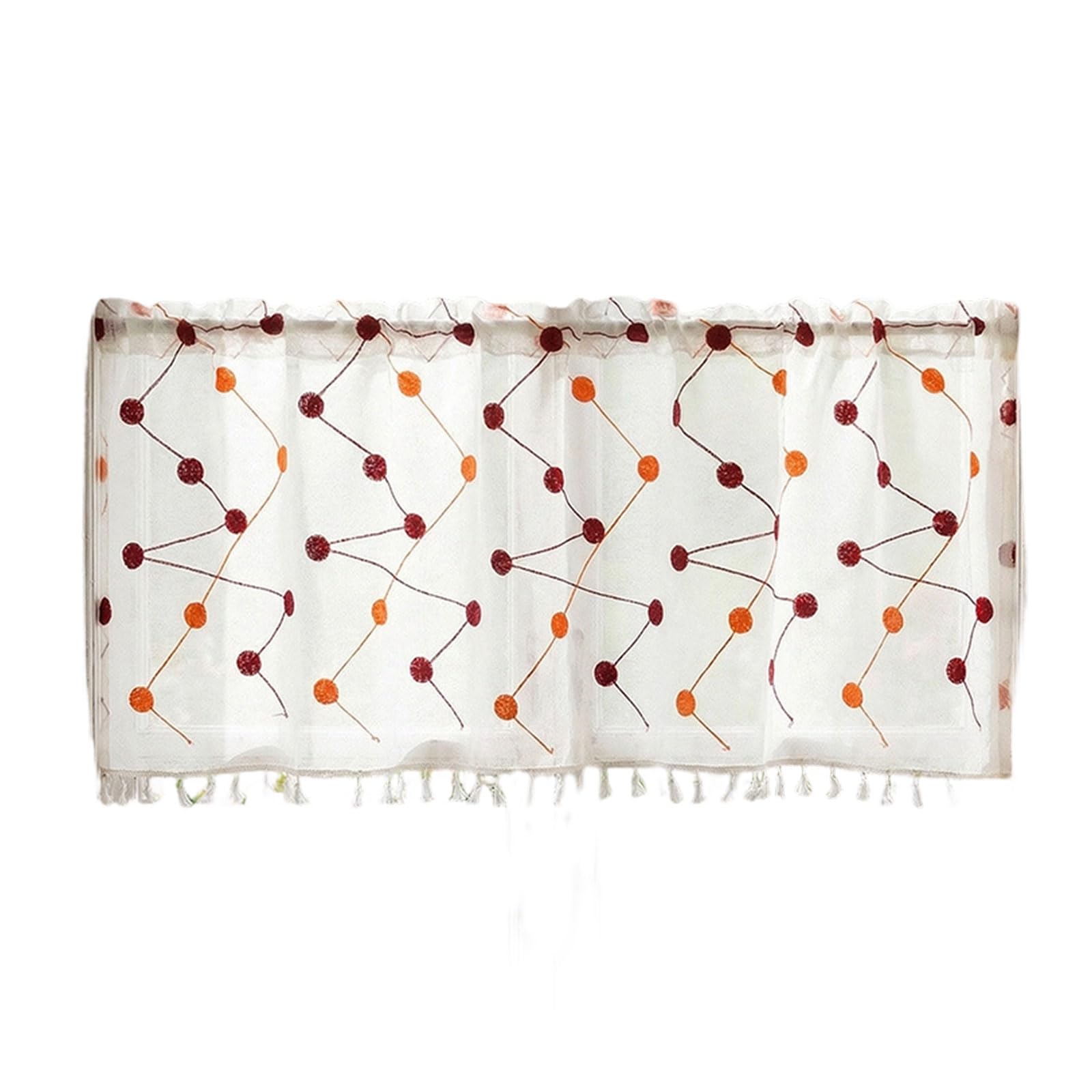 Kaeltsyn Easy Install Short Curtain Dot Designs Farmhouses Theme Renters Privacy Machine Washable Curtain